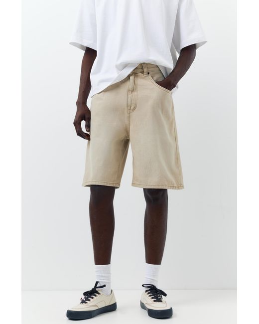 Pull&Bear White Baggy Relaxed Fit Denim Bermuda Shorts for men