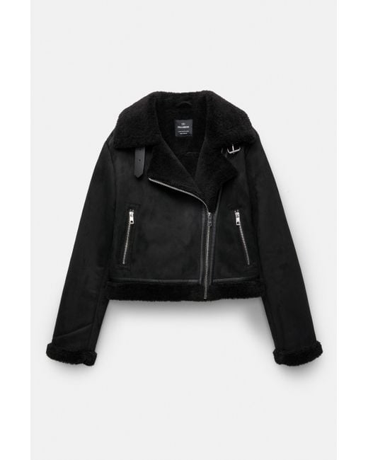 Pull&Bear Black Kurze Doubleface-Jacke