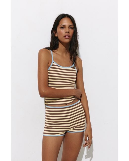 Pull&Bear Gestreepte Rib Short in het White