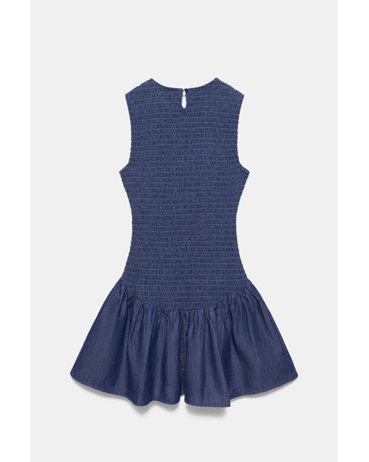Pull&Bear Blue Short Denim Smock Dress