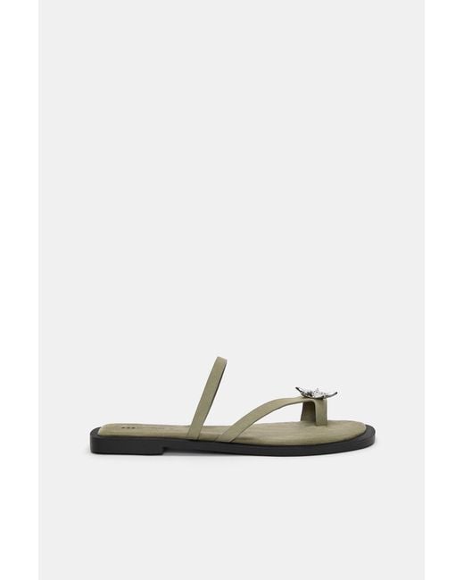 Pull&Bear Blue Flat Embellished Sandals
