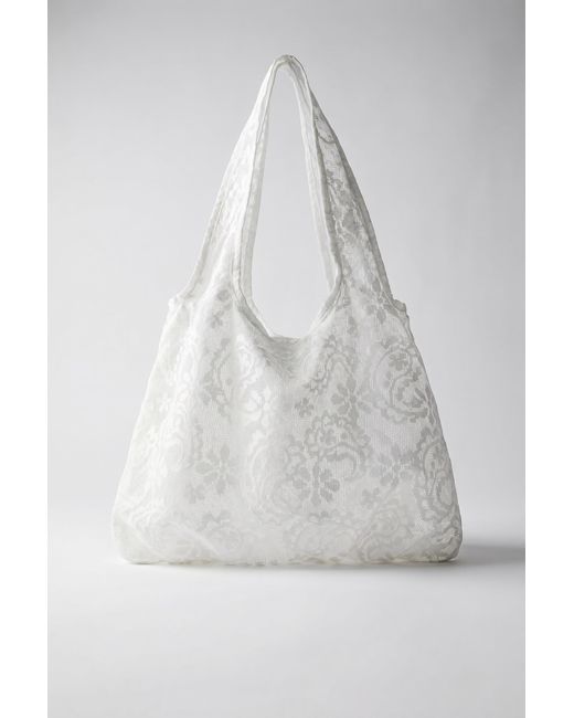 Pull&Bear White Embroidered Tote Bag