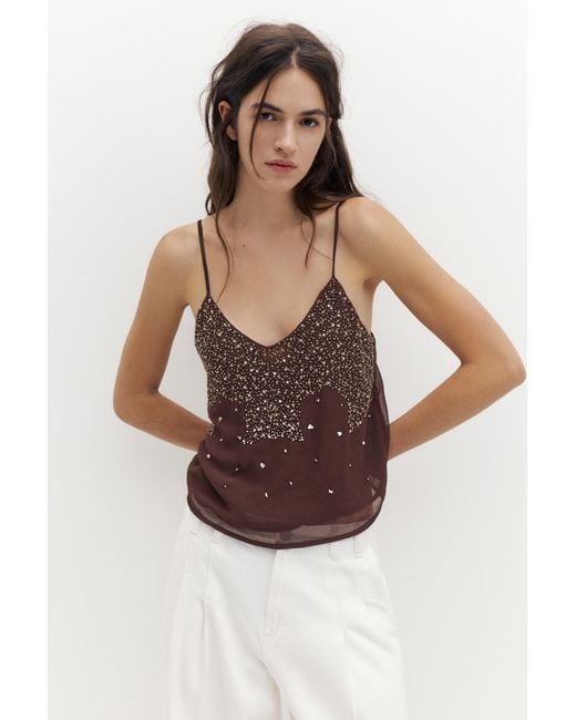 Top Con Paillettes di Pull&Bear in White