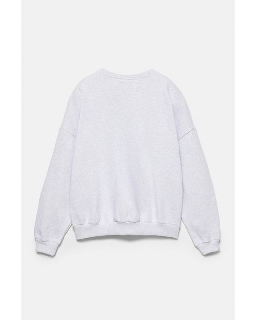 Pull&Bear Gray Bear Round Neck Sweatshirt