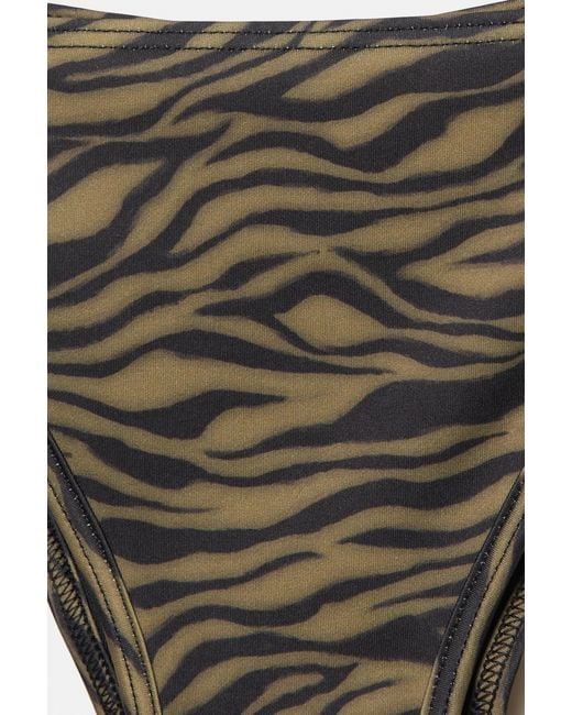 Pull&Bear Black Zebra Print Gathered Bikini Bottoms
