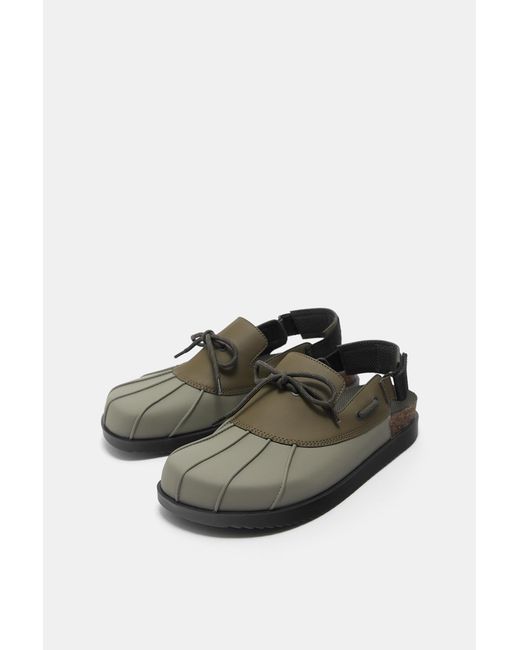 Pull&Bear Blue Lace-Up Clogs Stwd for men