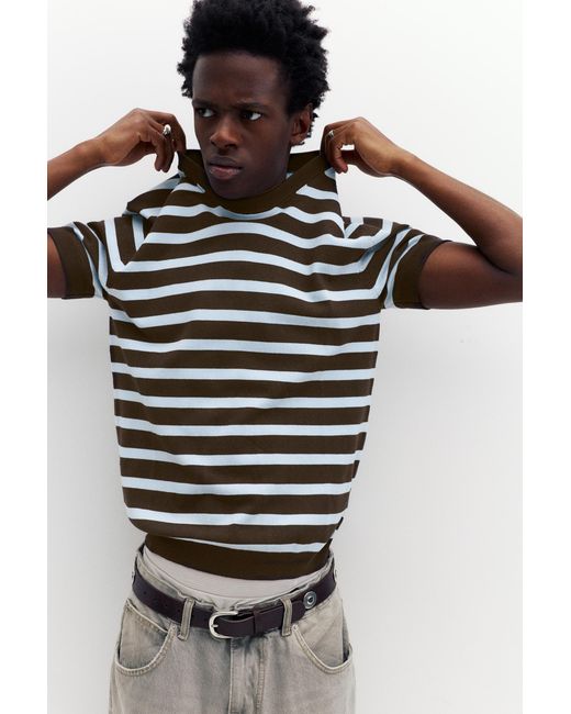 Pull&Bear Black Short Sleeve Jumper for men