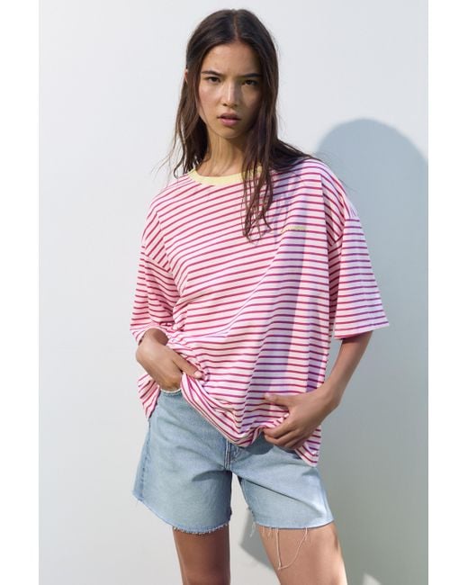 Pull&Bear Red Striped T-Shirt