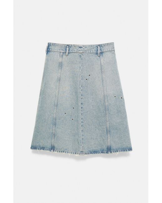 Pull&Bear Black Eyelet Midi Skirt