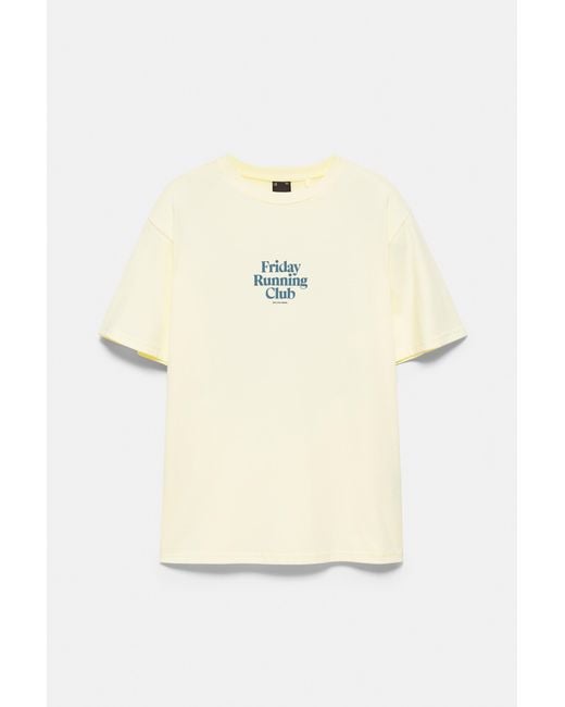 Pull&Bear Natural Friday Running Club Graphic T-Shirt for men