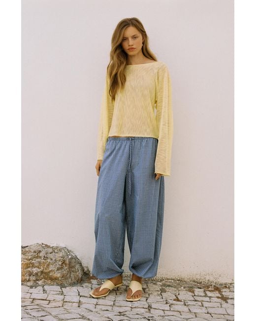 Pull&Bear Blue Check Sarouel Trousers