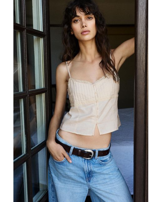 Pull&Bear White Linen Blend Camisole Top