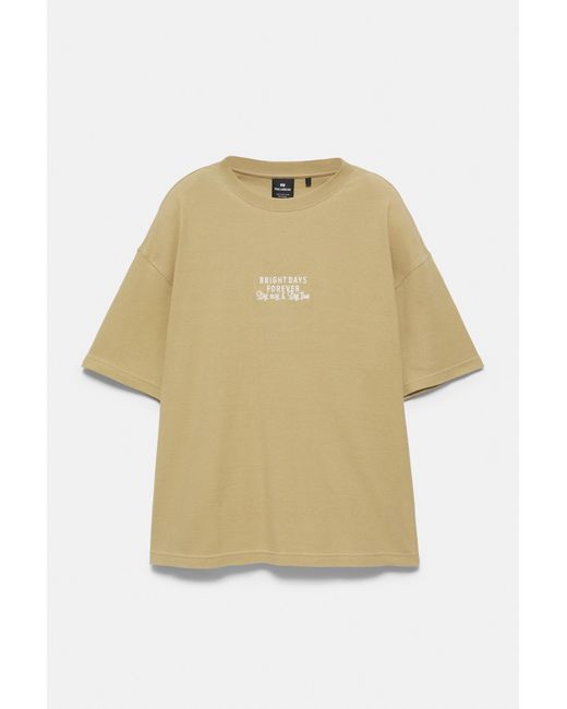 Pull&Bear Green Waffle-Knit Slogan T-Shirt for men