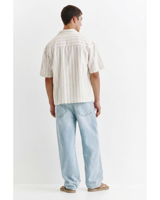 Pull&Bear White Striped Rustic Shirt for men