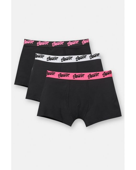 Pull&Bear Black Pack Of 3 Boxers With Stwd Logo for men