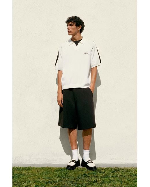 Pull&Bear Black Smart Bermuda Shorts With Pleats for men