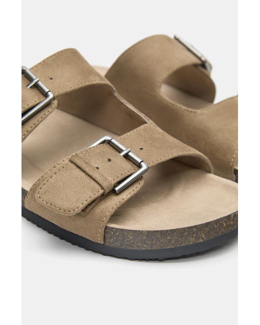 Pull&Bear Natural Buckled Sandals for men