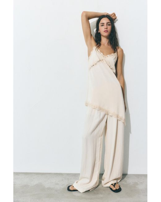 Pull&Bear White Asymmetric Camisole Top