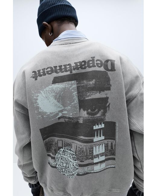 Pull&Bear Gray Graphic Sweatshirt for men