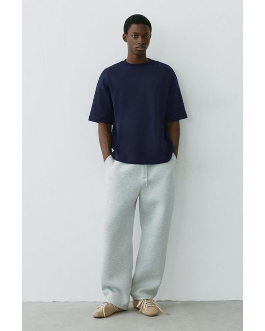 Pull&Bear Blue Short Sleeve Raised Graphic Sweatshirt for men