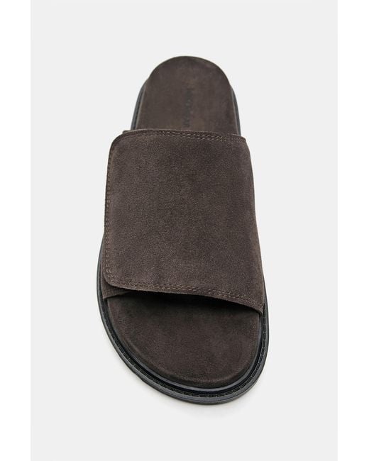 Pull&Bear Brown Flat Leather Sandals for men