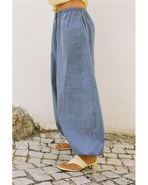Pull&Bear Blue Check Sarouel Trousers