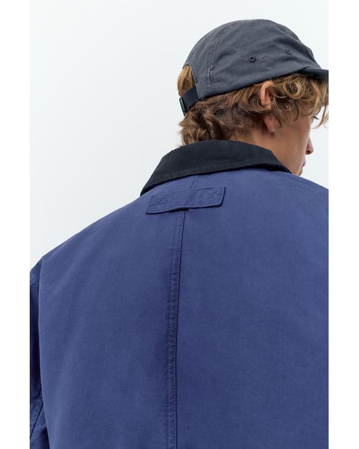 Pull&Bear Blue Jacket With Contrast Collar for men