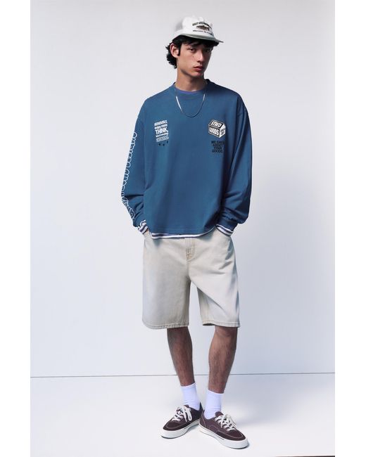 Pull&Bear Blue Stwd Community Graphic T-Shirt for men
