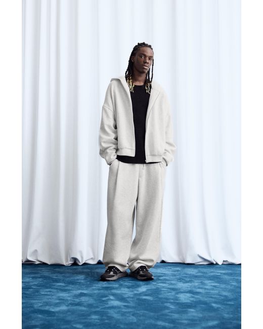Pull&Bear White Balloon Interlock Tracksuit Trousers for men