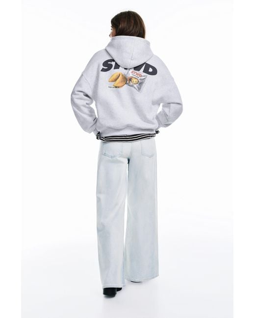 Pull&Bear White Stwd Fortune Cookie Hoodie