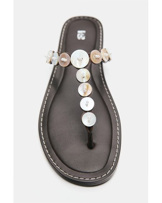Pull&Bear Gray Flat Sandals With Buttons