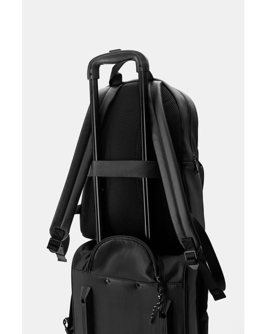 Pull&Bear Black Backpack With Textured Pocket for men