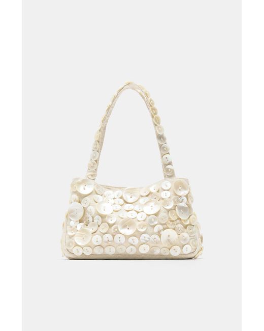 Pull&Bear White Shoulder Bag With Buttons