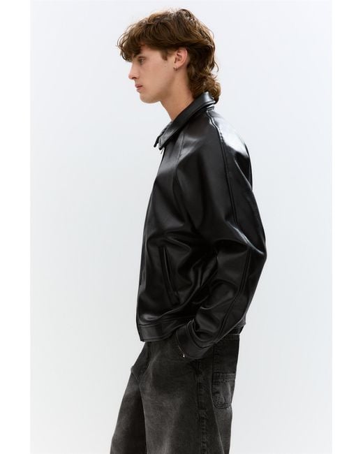 Pull&Bear Black Faux Leather Jacket for men