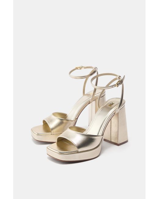 Pull&Bear White Platform High-Heel Sandals