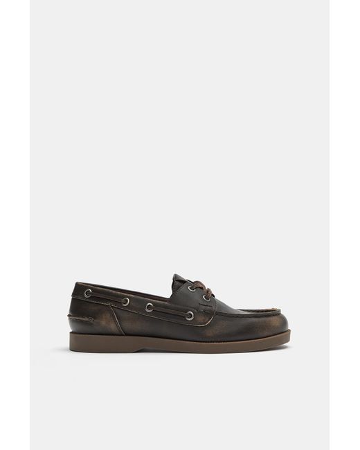 Pull&Bear Blue Distressed Lace-Up Shoes