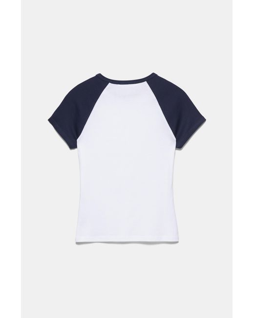 Pull&Bear Blue Raglan Sleeve T-Shirt