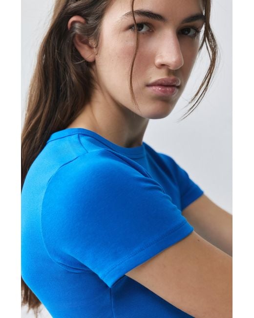 Pull&Bear Blue Fitted Short Sleeve T-Shirt