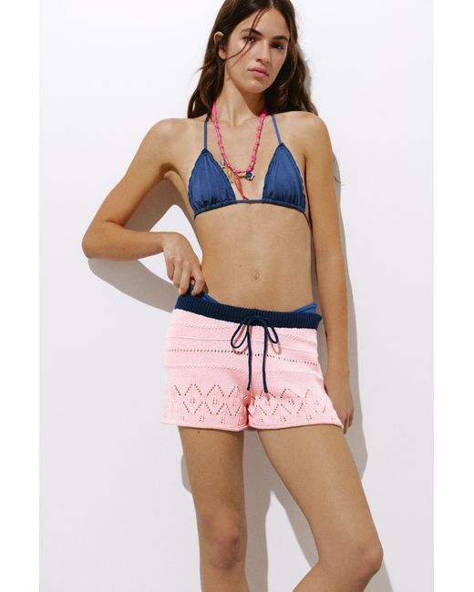 Pull&Bear Crochet Tricot Short in het Blue