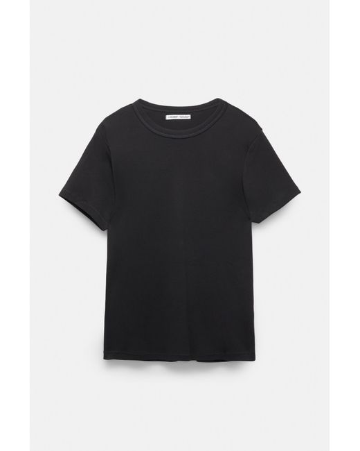 Pull&Bear Black Basic-T-Shirt Mit Kurzen Ärmeln