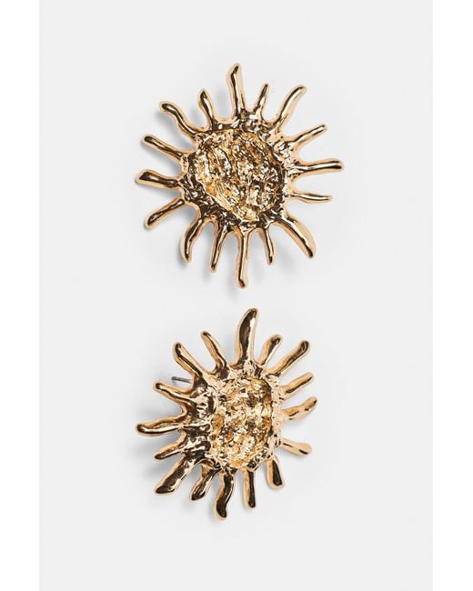 Pull&Bear Metallic Sun Earrings
