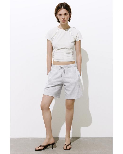 Pull&Bear Bermuda Met Elastische Tailleband in het White