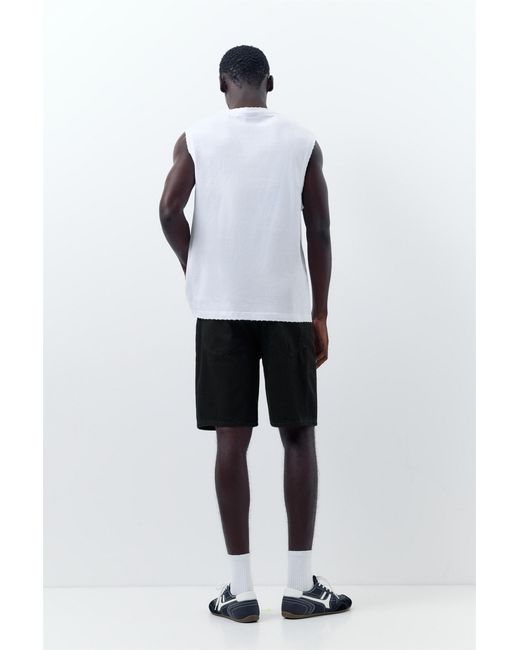 Pull&Bear White Standard Denim Bermuda Shorts for men