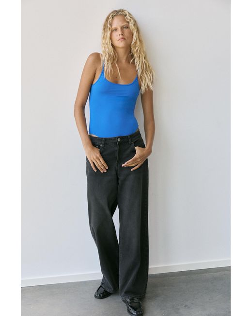 Pull&Bear Blue Polyamide Bodysuit With Thin Straps