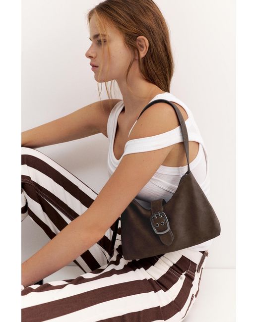 Pull&Bear Black Buckle Shoulder Bag