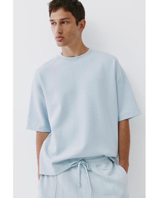Pull&Bear Blue Interlock Short Sleeve Sweatshirt for men