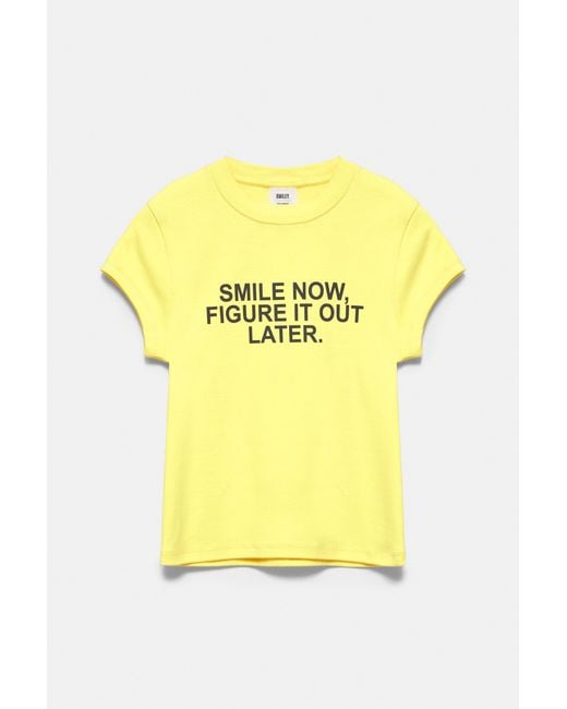 Pull&Bear White Smiley Slogan T-Shirt