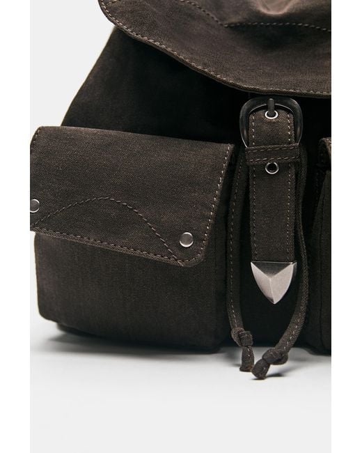 Pull&Bear Blue Buckle Pocket Backpack