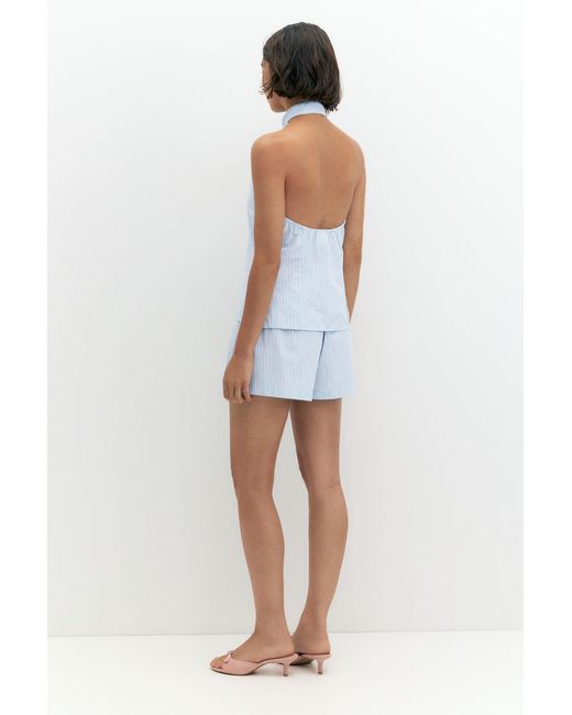 Pull&Bear Blue Striped Halter Top With Toggles