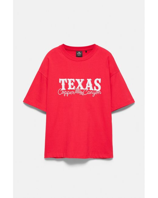 Pull&Bear Red Texas T-Shirt for men